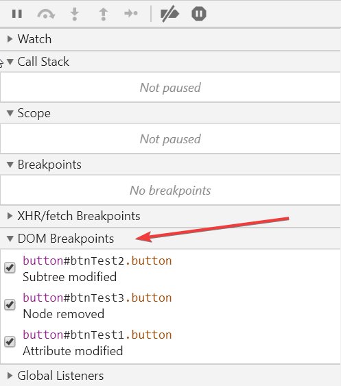 debugger zadkładka breakon